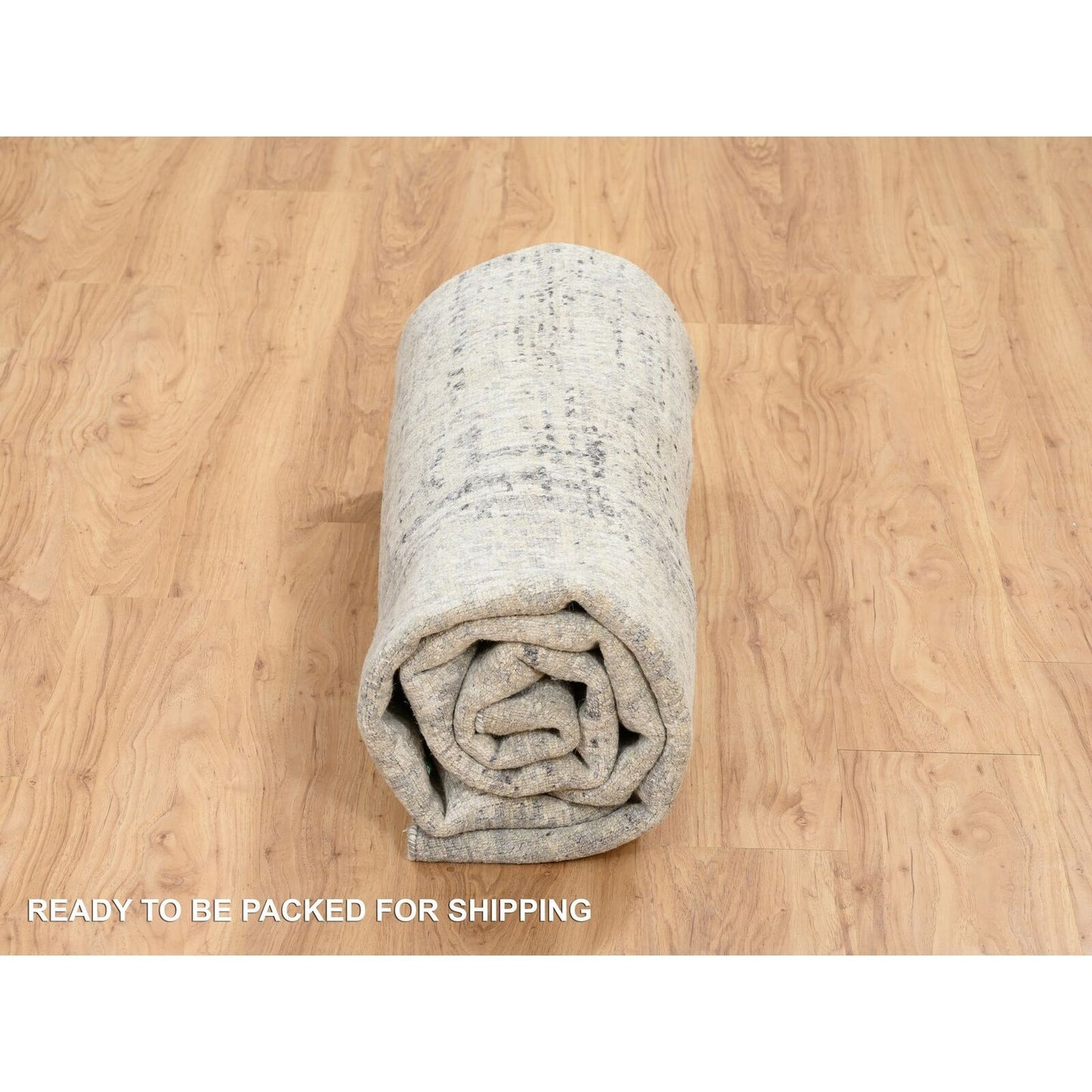 7'10"X7'10" Light Gray Wool Hand Knotted Modern Design Round Rug