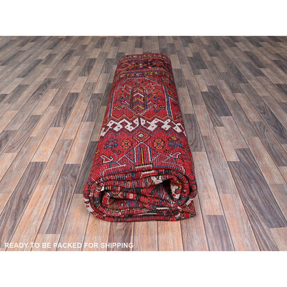 10'2"X13'8" Penn Red Hand Knotted All Wool Cropped Thin Oriental Rug