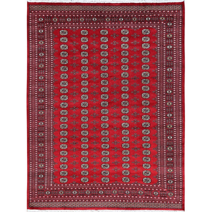9'2"X12'4" Scarlet Red Princess Bokara Soft Wool Hand Knotted Rug