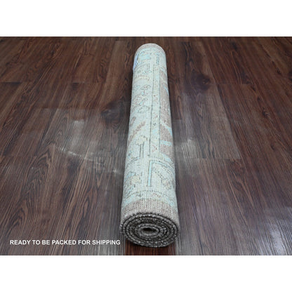 2'10"X5'10" Brown Afghan Angora Oushak Hand Knotted 100% Wool Runner Rug