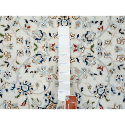 2'8"X13'3" Ivory Nain Flower Design 250 Kpsi Wool Hand Knotted Runner Rug