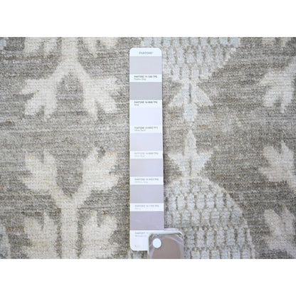11'2"X14'3" Gray Washed Out Peshawar Hand Knotted Pure Wool Oversized Rug