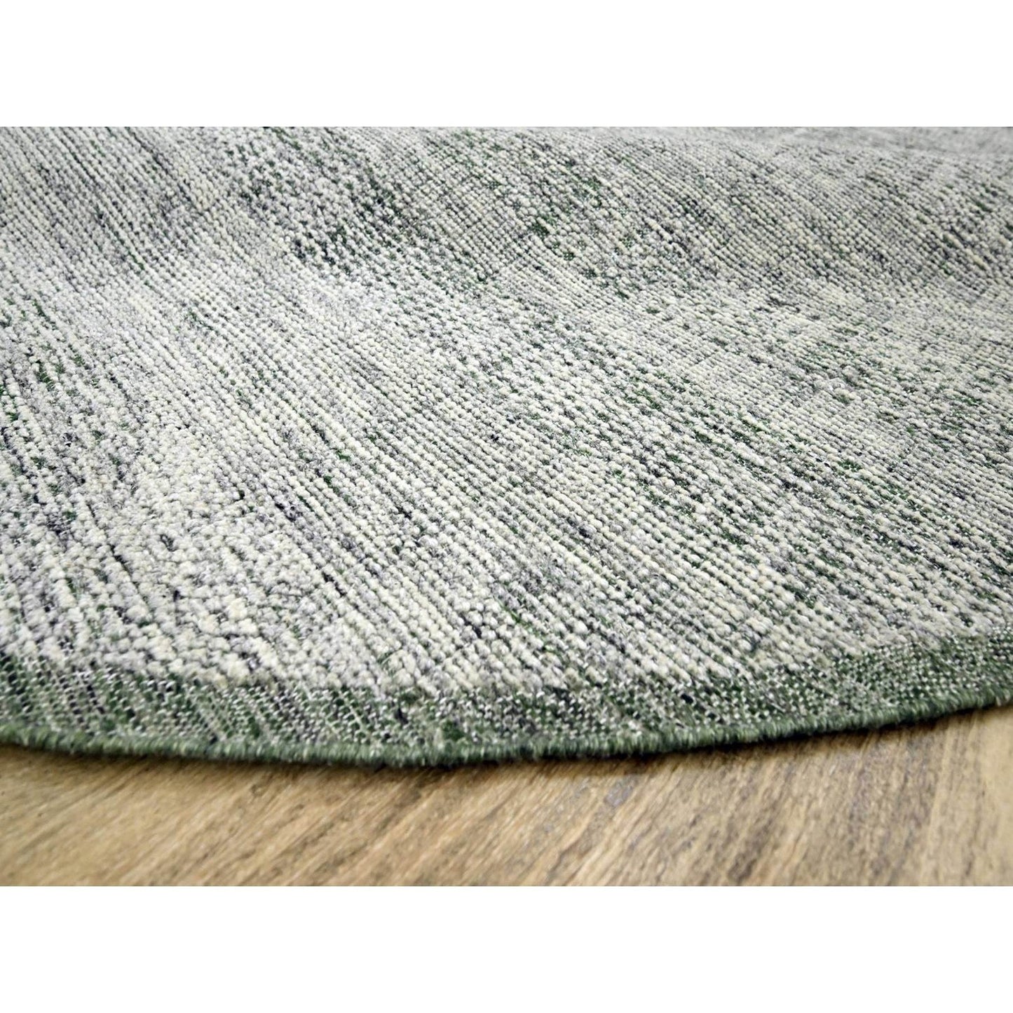 10'X10' Green Wool Round Rug Hand Knotted Oxidized Grass Design Oriental