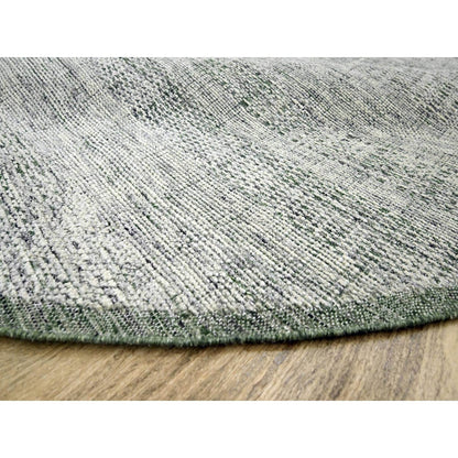 10'X10' Green Wool Round Rug Hand Knotted Oxidized Grass Design Oriental