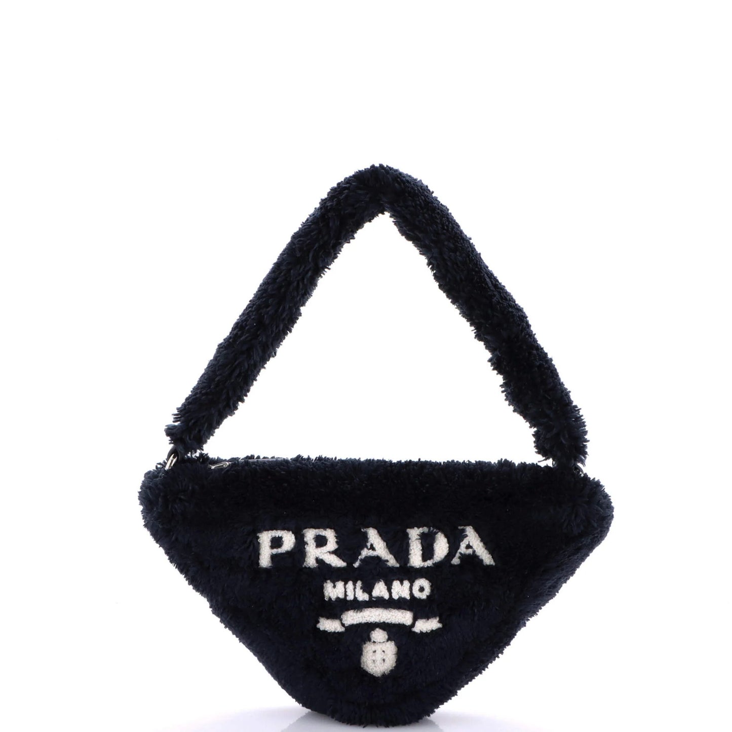 Prada Triangle Top Handle Pouch Bag Terry Cloth Mini