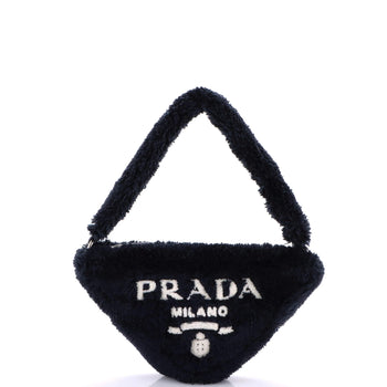 Prada Triangle Top Handle Pouch Bag Terry Cloth Mini