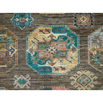 8'5"X10' Covert Green Kazak Dense Weave Tribal Medallion Oriental Rug