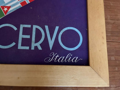 Vintage Cervo Italia Poster  Retro Hat & Flags Art Print  Framed Italian