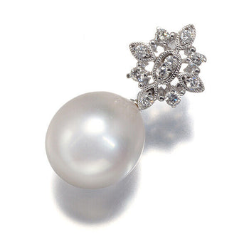 South Sea Pearl 12.8Mm Diamond 0.28Ct Milgrain Pendant 18K 750 White Gold