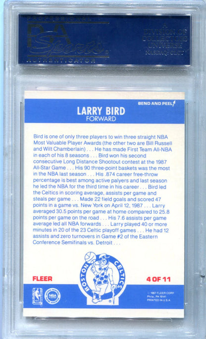 Larry Bird 1987-88 Fleer Sticker #4 Psa Nm 8 Card