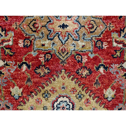 2'7"X8'2" Red Karjihooz Medallions Design Hand Knotted Soft Wool Runner