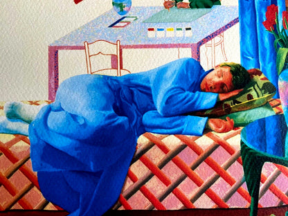 David Hockney / Signed Coa / Limited Numbered Crayon Drawing