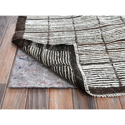 12'6"X15' White Moroccan Weave With Box Design Wool Hand Knotted Xl Rug