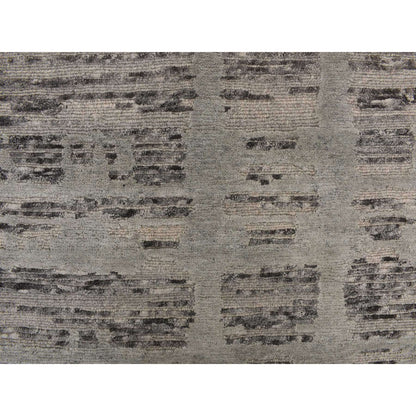 2'7"X12'1" Gray Undyed Natural Wool Modern Hand Knotted Runner Rug