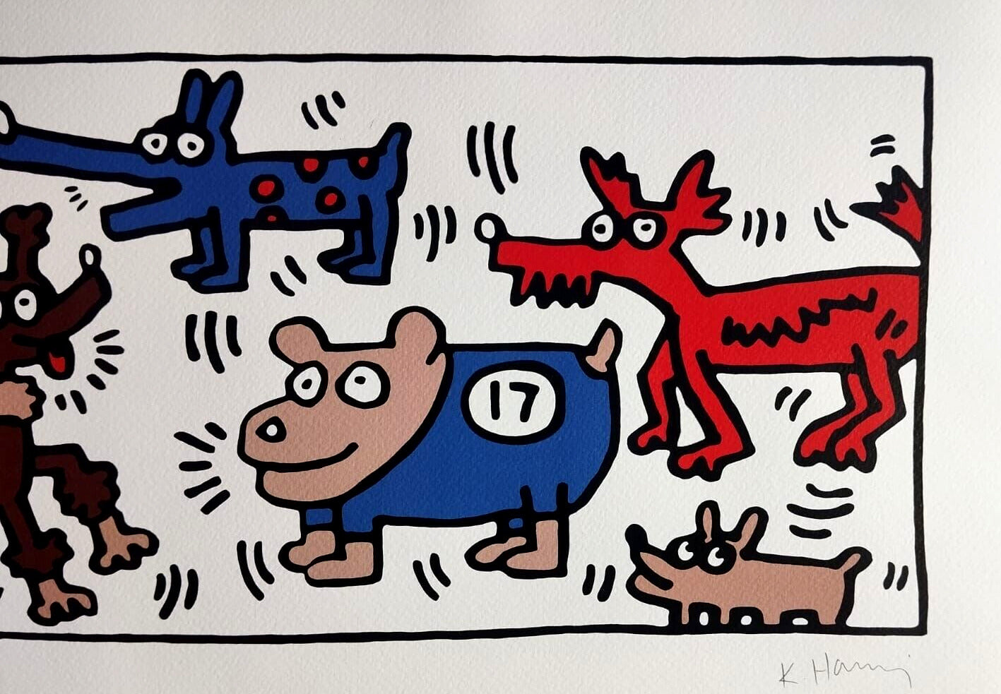 Keith Haring Lithograph From An Painting Coa