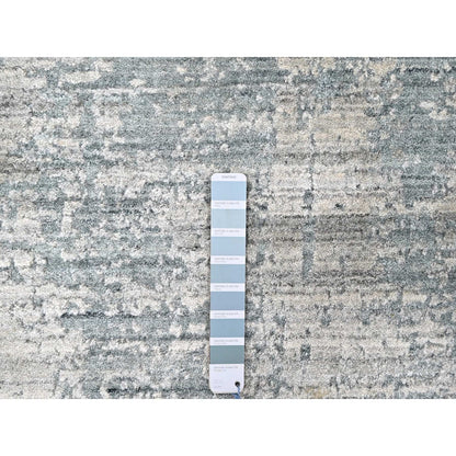 8'3"X10' Gray Hand Loomed Wool And Plant Based Silk Modern Design Rug