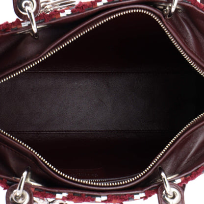 Christian Dior Lady Dior Bag Woven Leather With Tweed Large