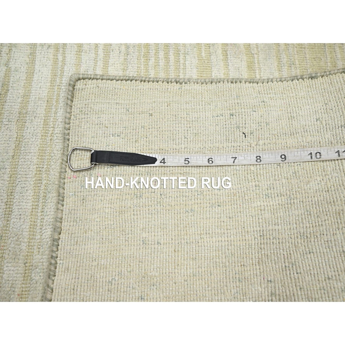 2'X3' Photon White Plain Line Design Silk With Oxidized Wool Mat Rug