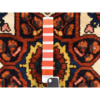 4'5"X14'7" Red Vintage Rug Hand Knotted Wool Clean With Full Pile Runner