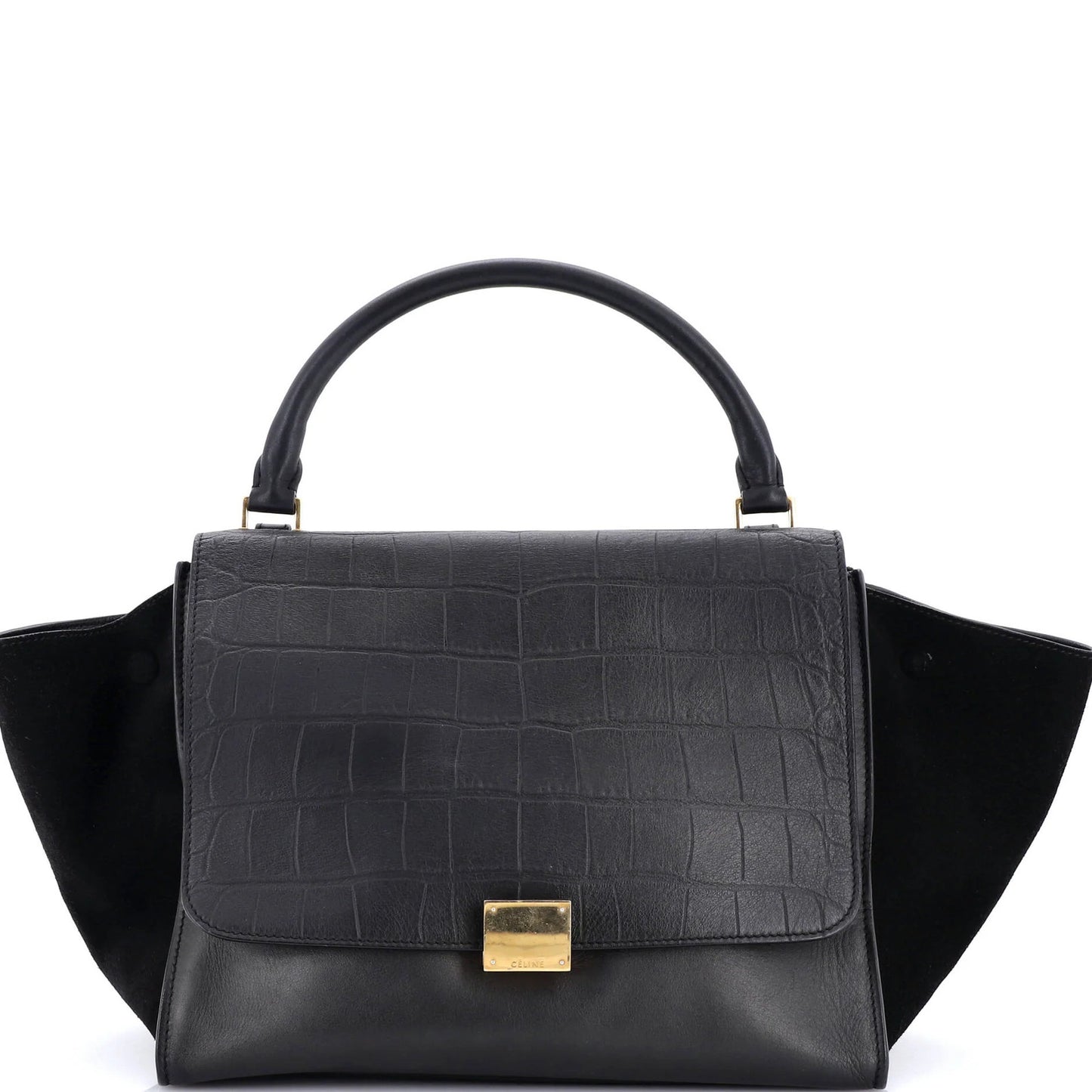 Celine Trapeze Bag Crocodile Embossed Leather Medium