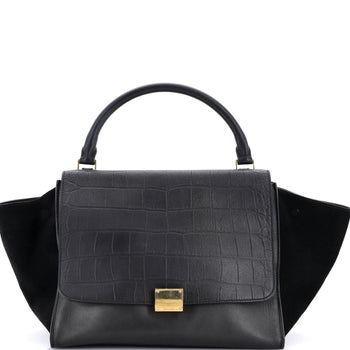 Celine Trapeze Bag Crocodile Embossed Leather Medium