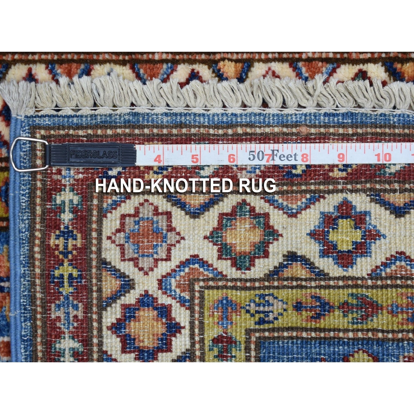 2'X2'10" Super Kazak Blue Hand Knotted Soft, Velvety Plush Wool Rug
