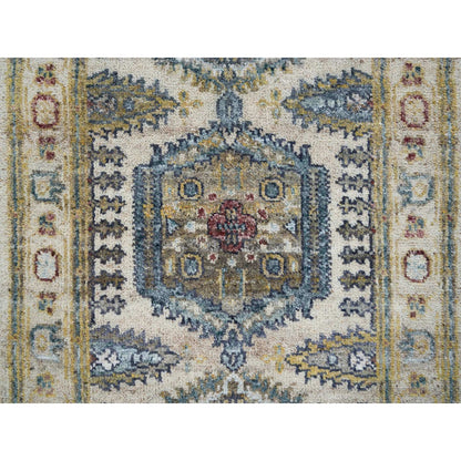 2'7"X11'10" Ivory Hand Knotted Reimagined Viss Design Runner Oriental Rug