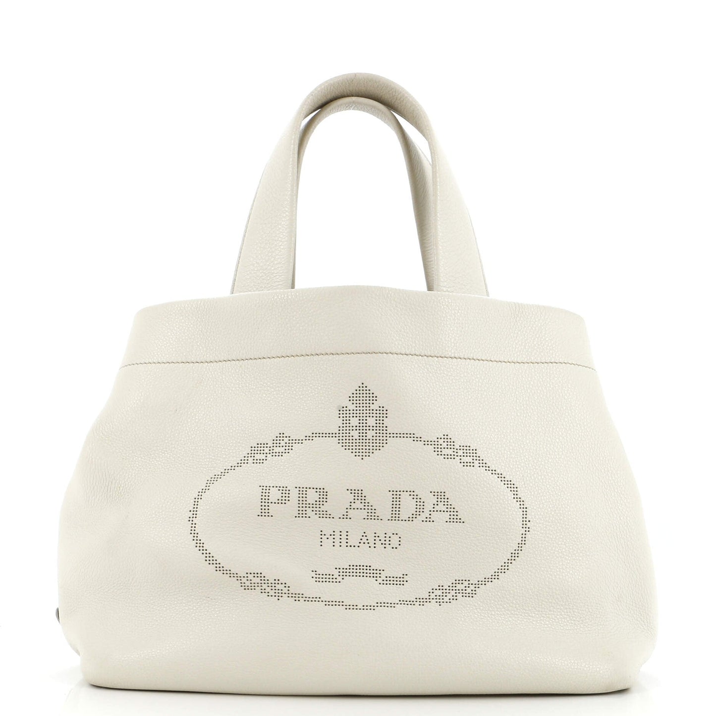 Prada Logo Tote Perforated Leather Medium