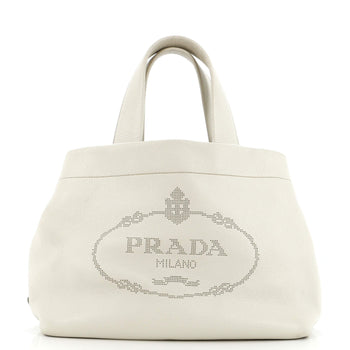 Prada Logo Tote Perforated Leather Medium
