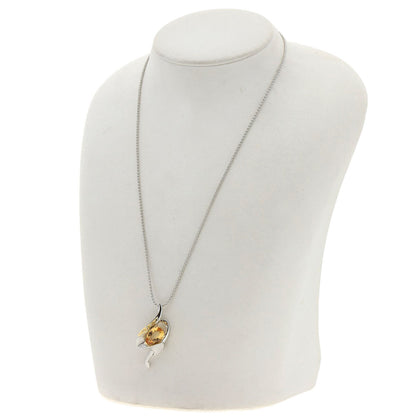 3.47ct Imperial Topaz Diamond Necklace Platinum