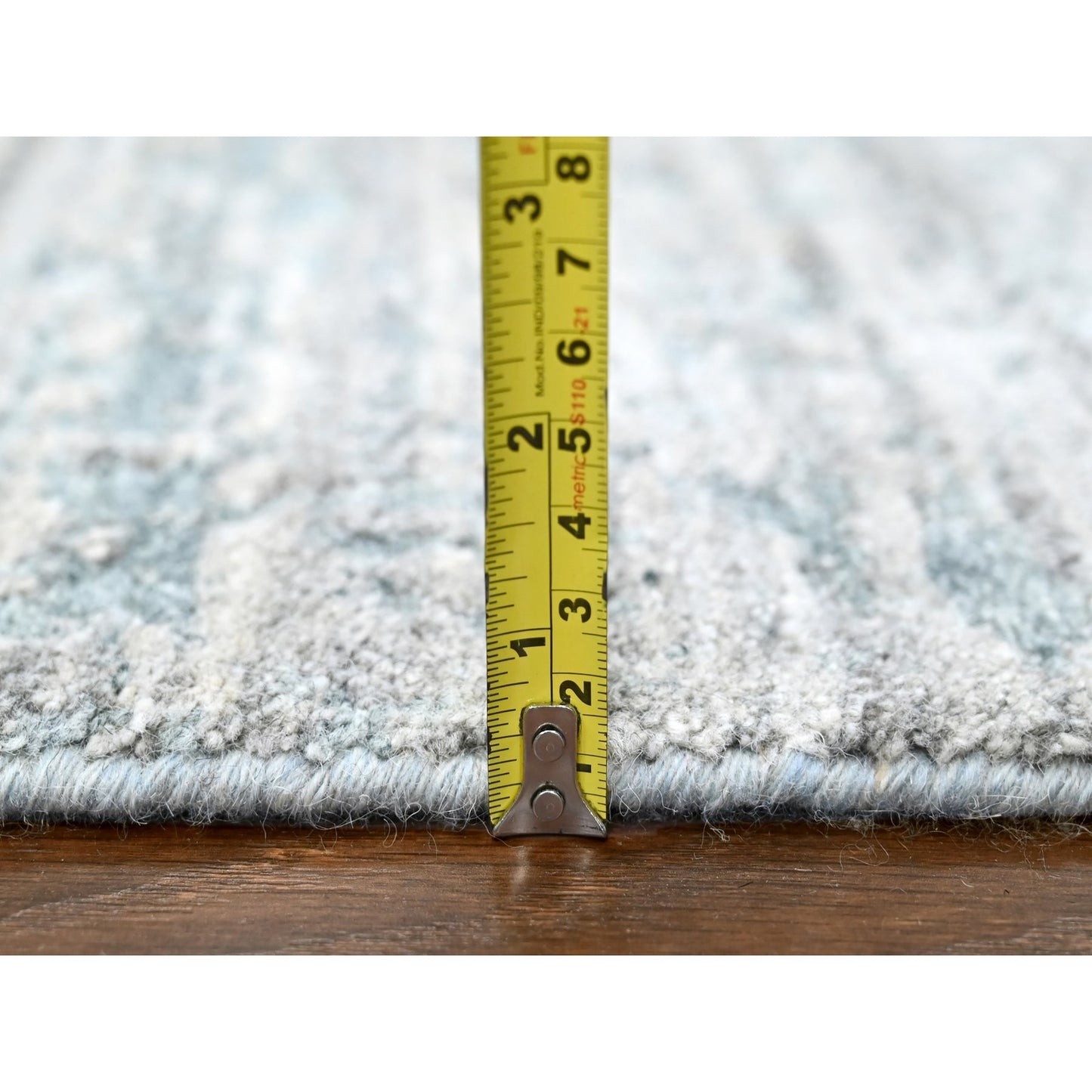 8'3"X10' Gray Hand Loomed Wool And Plant Based Silk Modern Design Rug