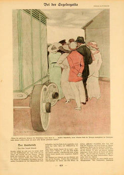 Simplicissimus 1913 By Marcello Dudovich Bei Der Gegelregatta On Linen Original