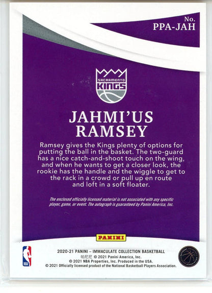 Jahmi'Us Ramsey Autographed 2020-21 Panini Immaculate Collection Rookie Patch Ca