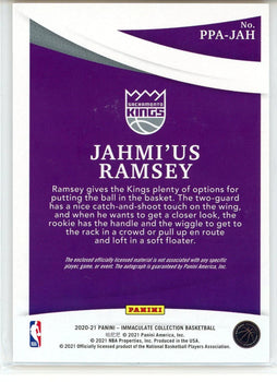 Jahmi'Us Ramsey Autographed 2020-21 Panini Immaculate Collection Rookie Patch Ca