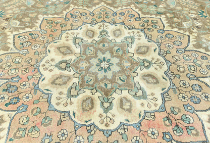 Distressed Vintage Oriental Rug Muted Brown