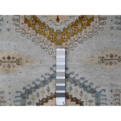 6'X6' Gray Zoroastrian 100% Wool Village Inspired Hand Knotted Round Rug