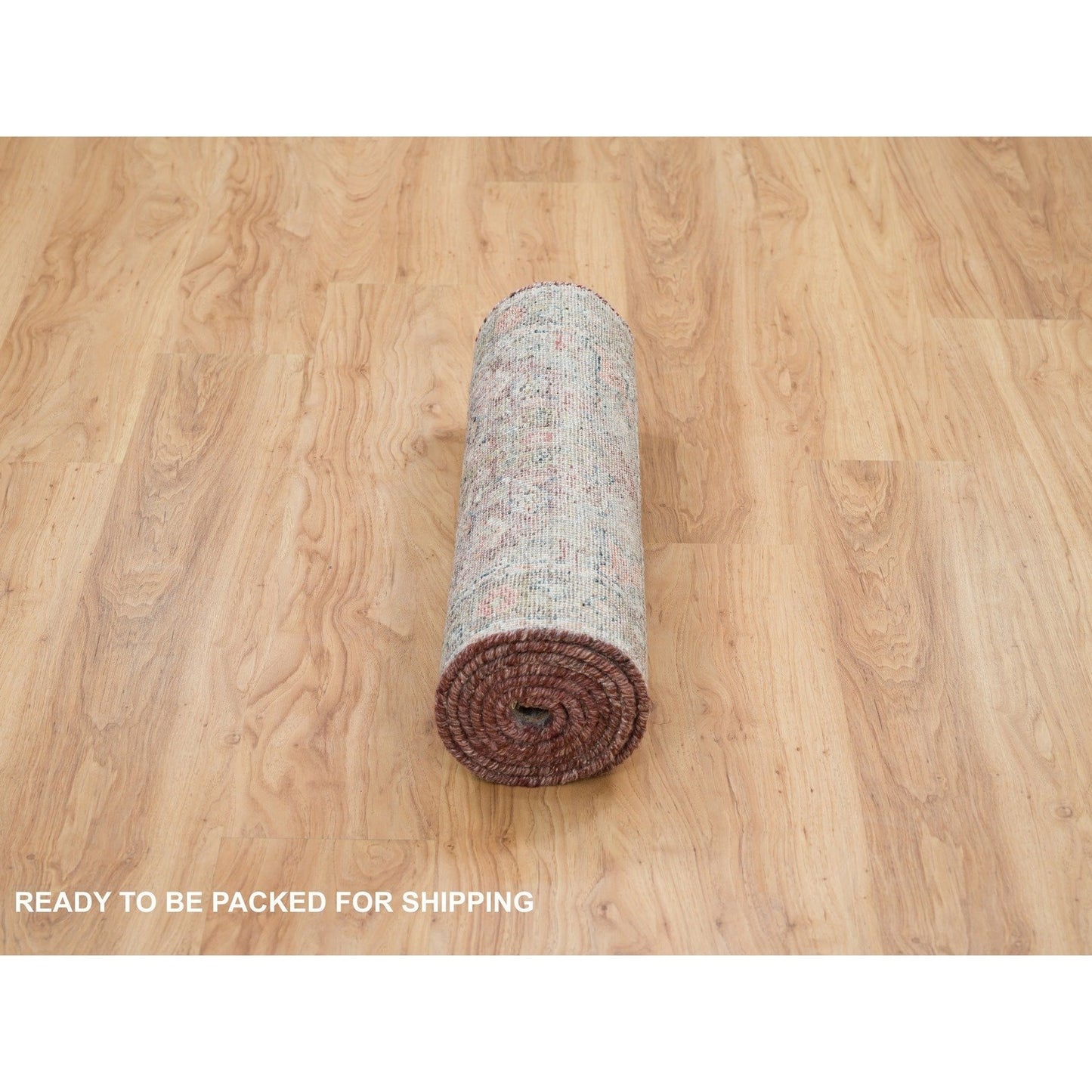 2'7"X7'10" Tuscan Red Wool Heris Revival Pile Hand Knotted Runner Rug