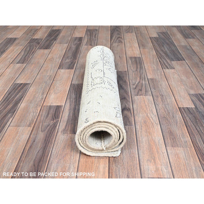 2'2"X5'10" White Fragment Vintage Zoroastrian Tebraz Runner Oriental Rug