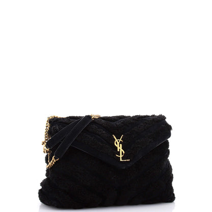 Saint Laurent Loulou Shoulder Bag Matelasse Chevron Shearling Medium