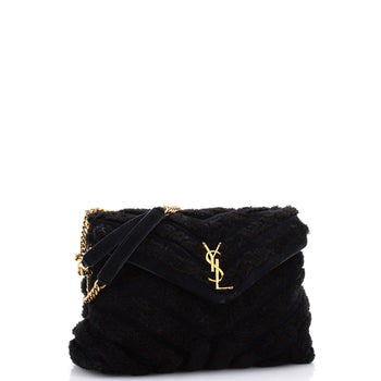Saint Laurent Loulou Shoulder Bag Matelasse Chevron Shearling Medium