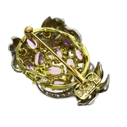 Yellow 4.96ct Yumiko Yamazaki Diamond Color Stone Brooch Platinum PT900 18K