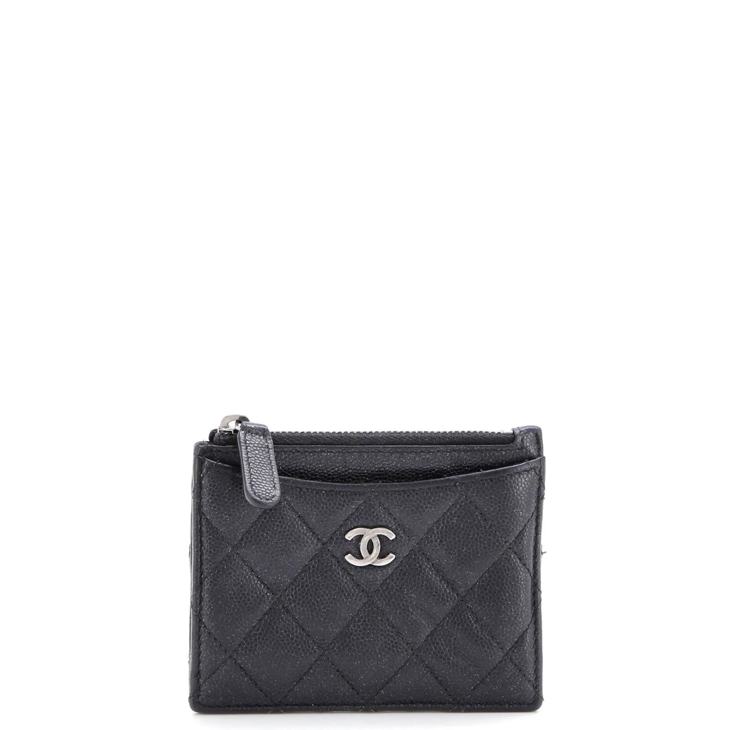 Chanel Cc Zip Card Holder Quilted Caviar