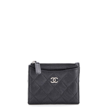 Chanel Cc Zip Card Holder Quilted Caviar