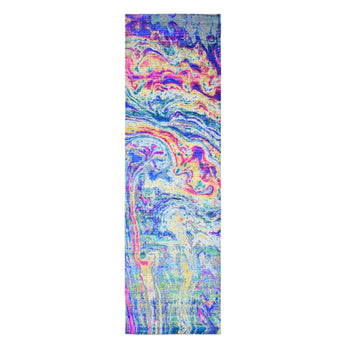 3'X10' Sari Silk - Text Wool The Lava Design Wide Runner Hand Knotted Rug