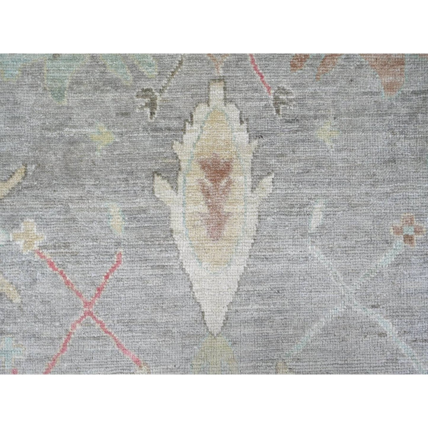 Rug Gray Afghan Angora Oushak Pure Wool Hand Knotted 10'x13'7