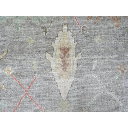 Rug Gray Afghan Angora Oushak Pure Wool Hand Knotted 10'x13'7