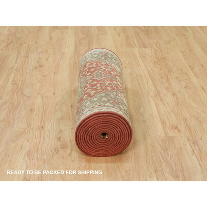 2'7"X18' Red Antiqued Haji Jalili Design Hand Knotted Wool Xl Runner Rug