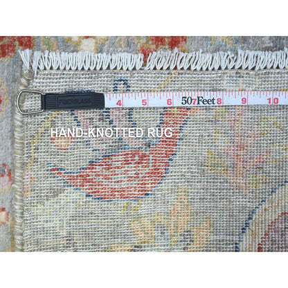 2'X3'1" Gray Birds Of Paradise Peshawar Hand Knotted Oriental Mat Rug