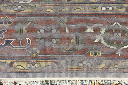 Hand-Knotted Large Gray Floral Heriz Serapi Wool