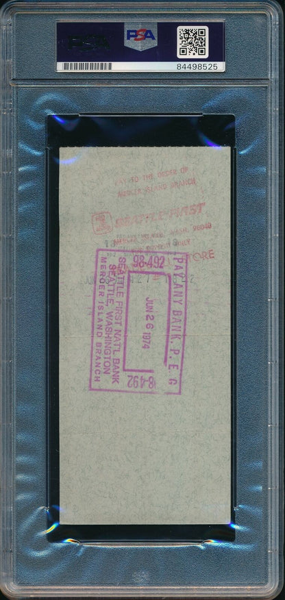Bill Russell Hof Autographed/Signed 1974 Bank